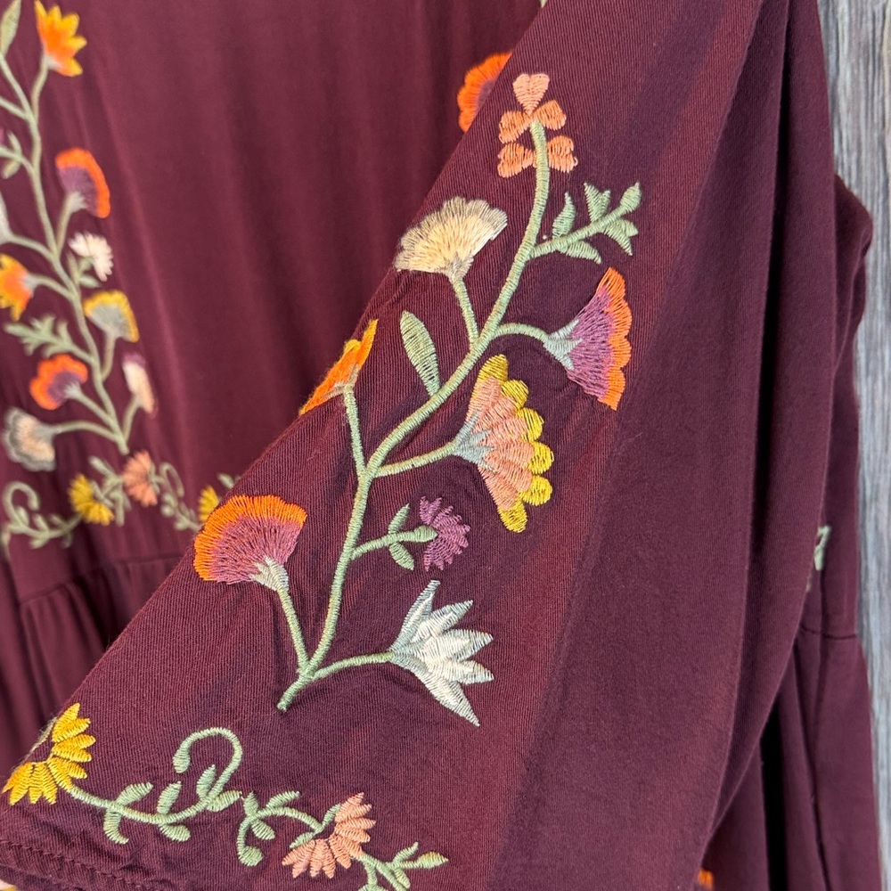 Orange Creek Burgundy Floral Long Sleeve Dress - Picture 7 of 10